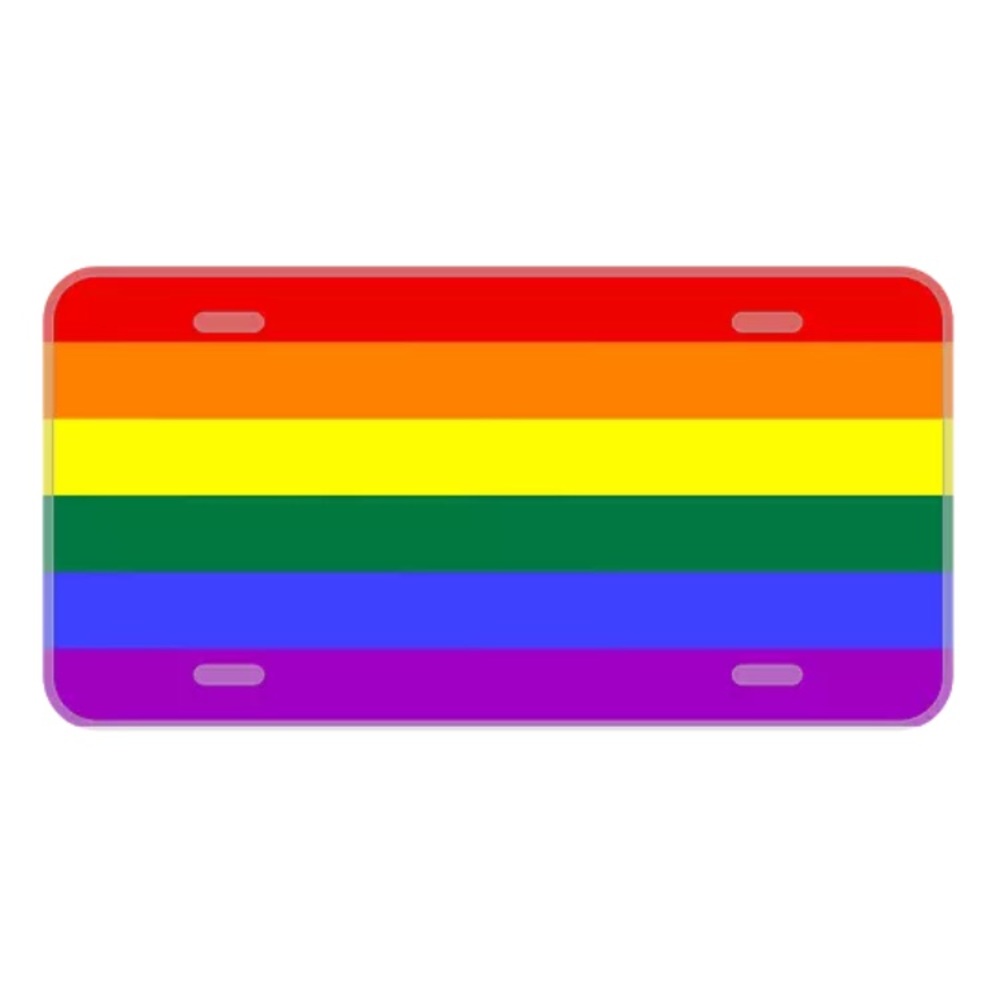 Custom license plate with gay pride rainbow colors